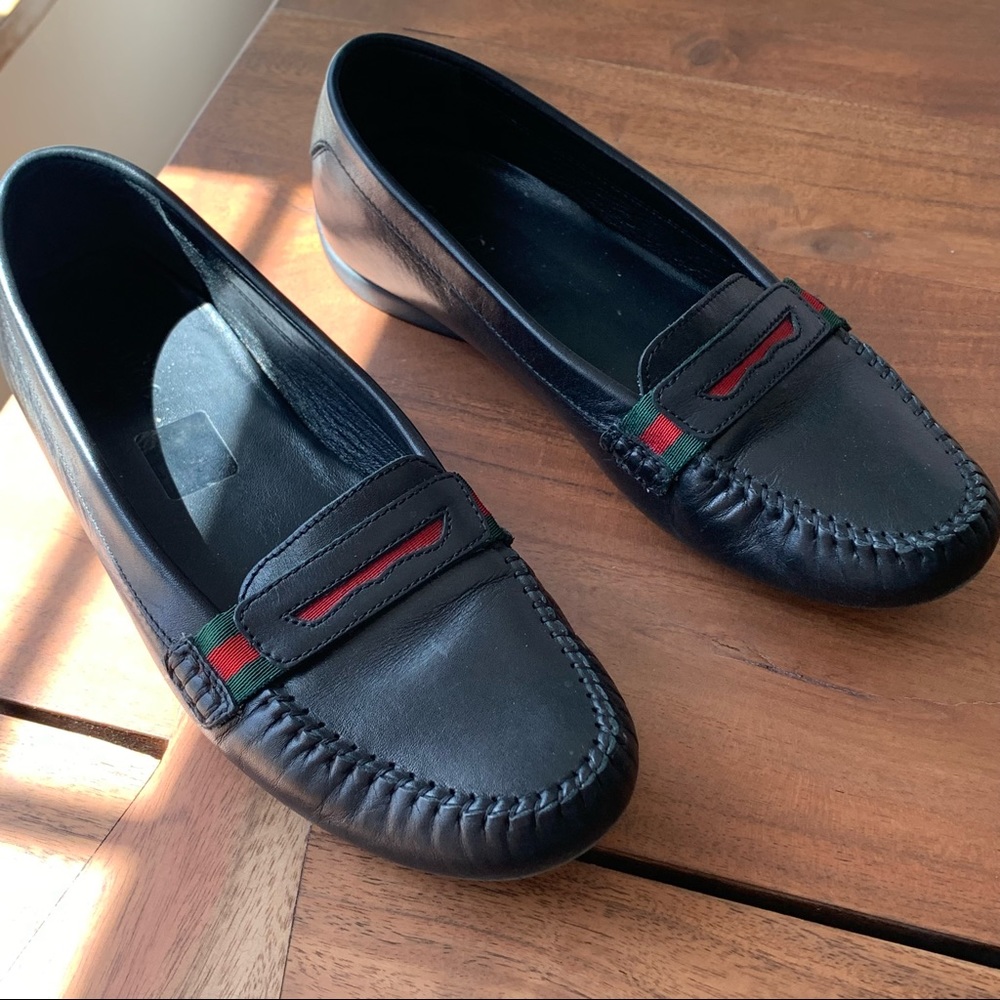 Gucci web accent loafers size 4